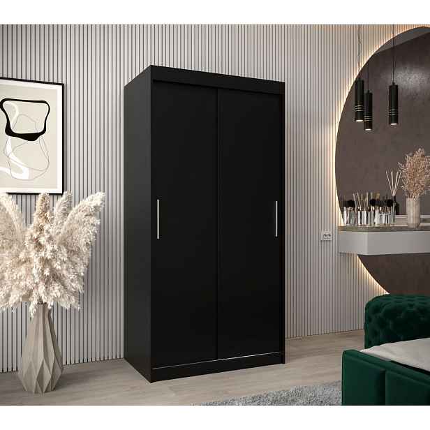 Skříň s posuvnými dveřmi v šířce 100 cm TIMEA - černá
