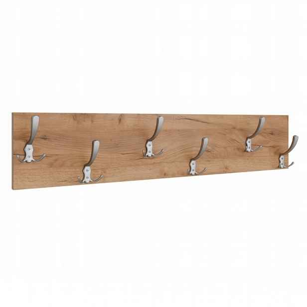 Věšák Loft 100 cm Dub Craft Zlatý 6 úchytů Satén Moderní na oblečení