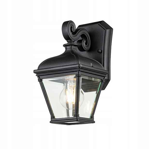 Venkovní nástěnné svítidlo Elstead, klasické, černé, spodní skleněné