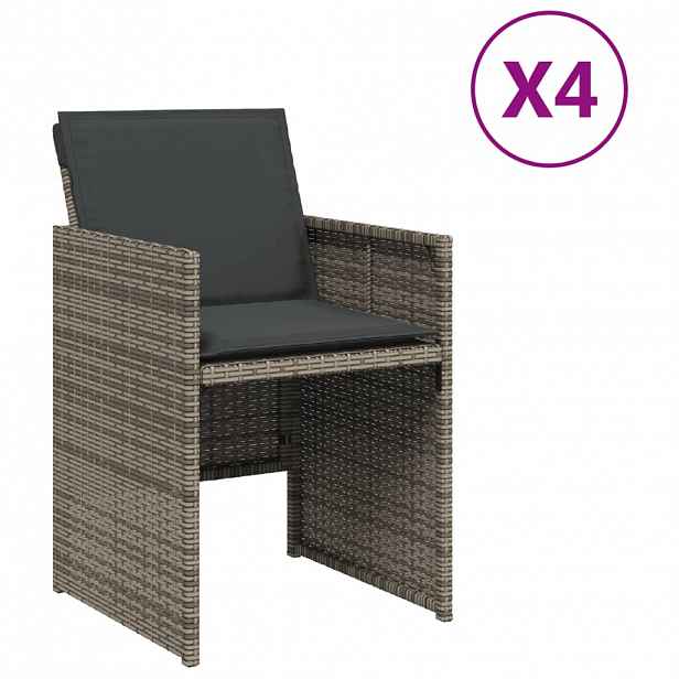 vidaXL Zahradní židle s poduškami 4 ks polyratan šedé