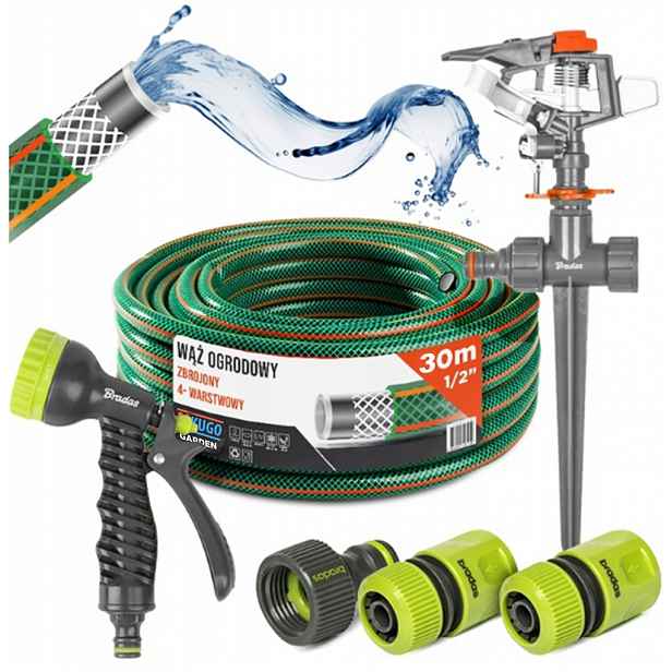 Hadice 1/2" 30 m 4 Vrstvy Zavlažovací Pistole Set Bradas