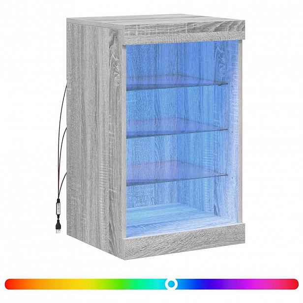 vidaXL Příborník s LED osvětlením šedý sonoma 41 x 37 x 67 cm