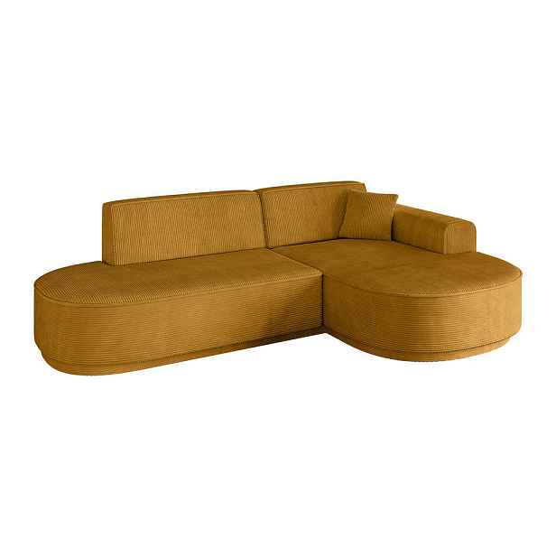 ALTDECOR ROHOVÁ SEDAČKA s otomanem, pravá MARI-L1-v3 243x171x83 Hořčicová Manšestr