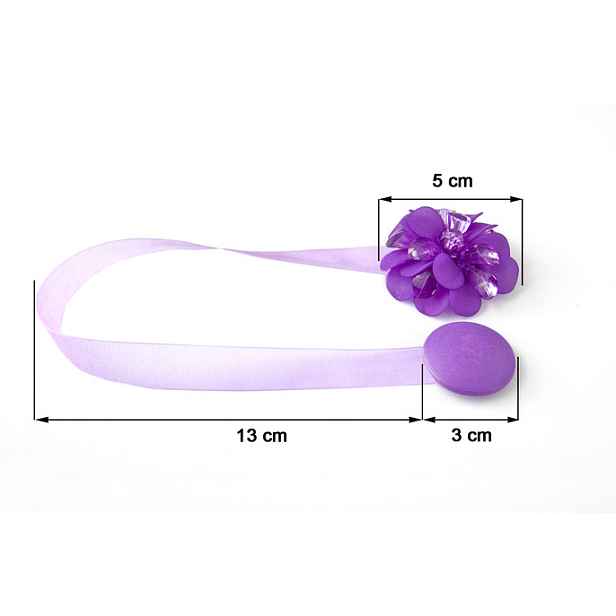 Dekorační ozdobná spona na záclony a závěsy s magnetem MARICA, fialová, Ø 5 cm 2 kusy v balení Mybesthome