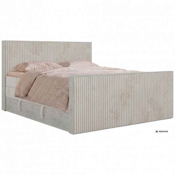 MKS POSTEL BOXSPRING NORDIC KING DUO 160/200 - Béžová Manšestr - Topper Visco - H3