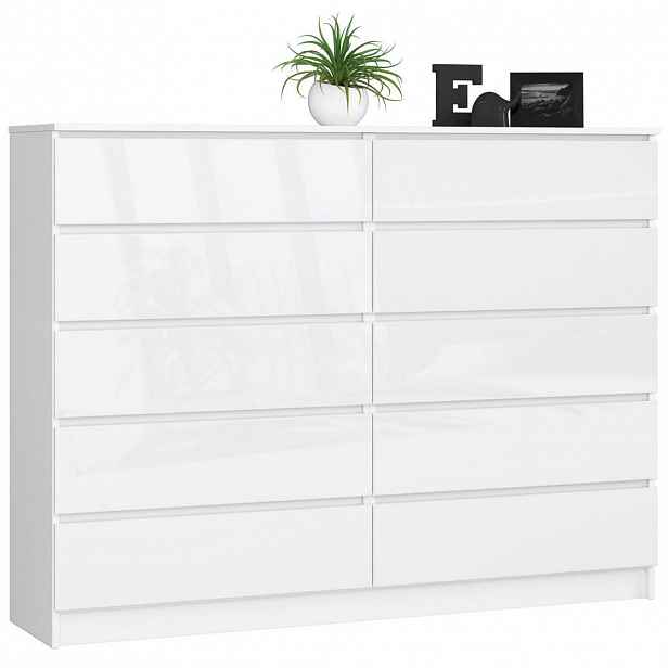 RAUMHIRSCH FURNITURE KOMODA bílá, bílá lesklá 121/160/40