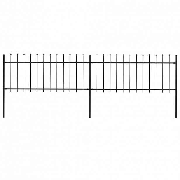vidaXL Zahradní plot s kopím nahoře ocelový 337 x 80 cm černý