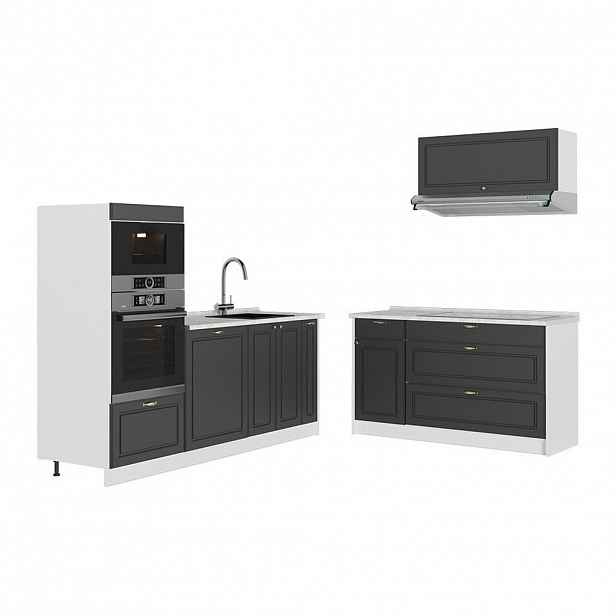 Vicco KUCHYNĚ Fame-Line, Anthrazit-Gold Landhaus/Bílá, 340 cm, PD Mramor