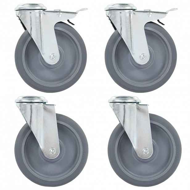 vidaXL Otočná kolečka s otvorem pro šroub 4 ks 125 mm