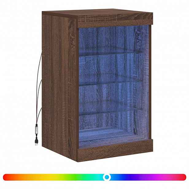 vidaXL Příborník s LED osvětlením hnědý dub 41 x 37 x 67 cm