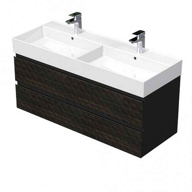 Koupelnová skříňka s umyvadlem SAT Cube Way 120x47,5x46 cm hnědá mat CUBE3D461202ZHSAT