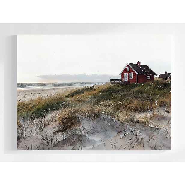 Obraz Na Plátně Canvas Červený Domek Pláž Skandinávie Jídlo Fanø 80x60