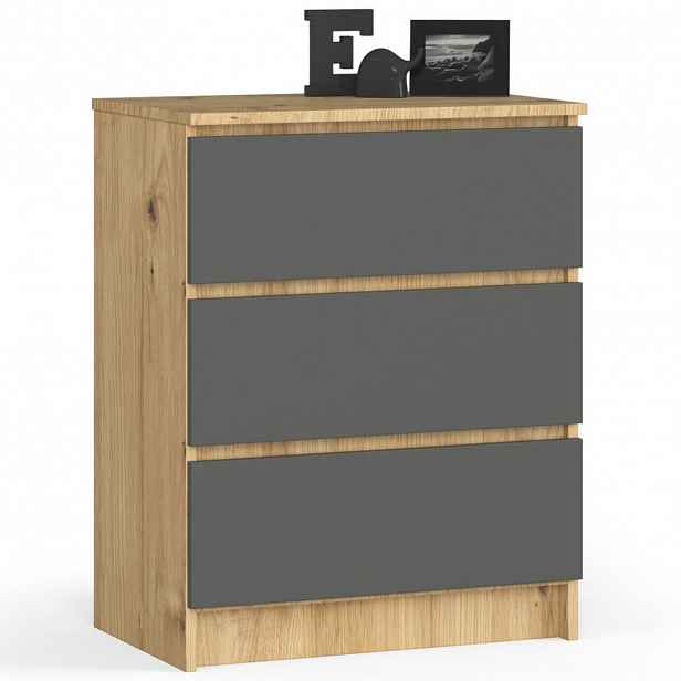 RAUMHIRSCH FURNITURE KOMODA dub Artisan, grafitově šedá 77/60/40