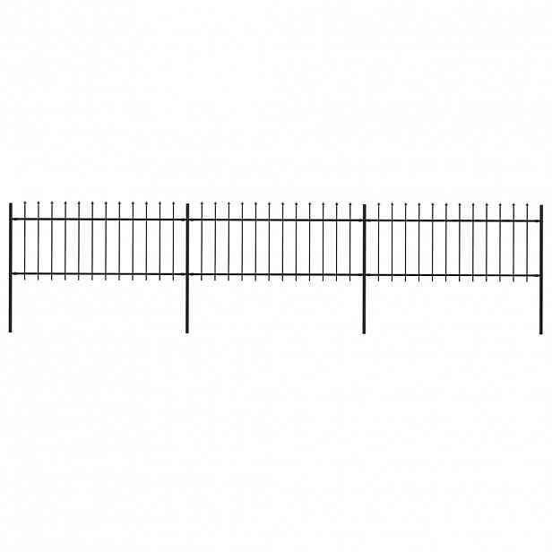vidaXL Zahradní plot s kopím nahoře ocelový 504 x 80 cm černý