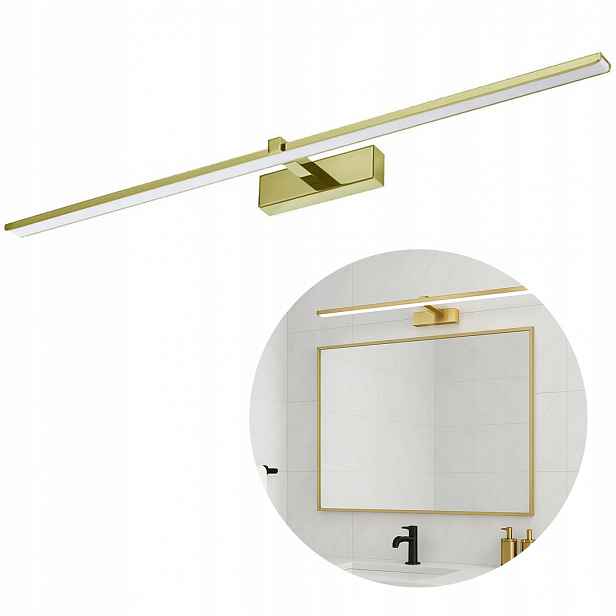 Zlatá Koupelnová Lampa Nad Zrcadlo Led Obraz 18W Zlatý Kov IP44 90 cm