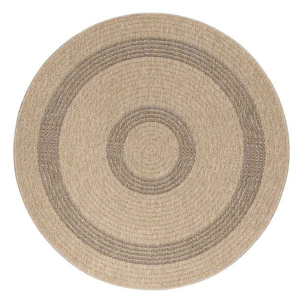 Černo-béžový kulatý venkovní koberec ø 80 cm Comilla – Ayyildiz Carpets