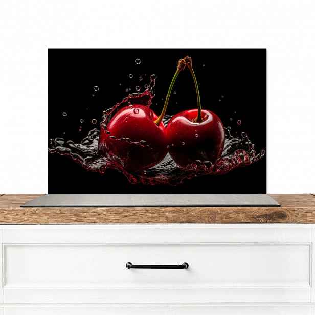 MuchoWow KUCHYŇSKÁ ZÁSTĚNA Třešeň - červená - ovoce - voda - černá 70x50 cm