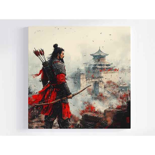 Obraz Na Plátně Canvas Japonsko Asie Samuraj Bojovník Lukostřelec Pagoda 50x50