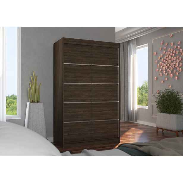 Úzká šatní skříň 120 cm JABRA - tmavě hnědá