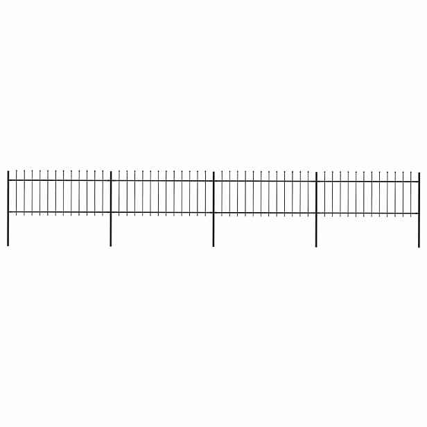 vidaXL Zahradní plot s kopím nahoře ocelový 671 x 80 cm černý