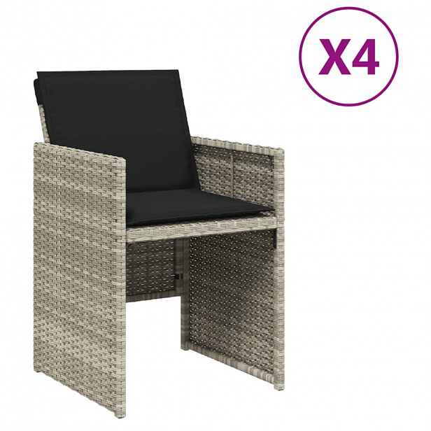 vidaXL Zahradní křesla s poduškami 4 ks světle šedá polyratan