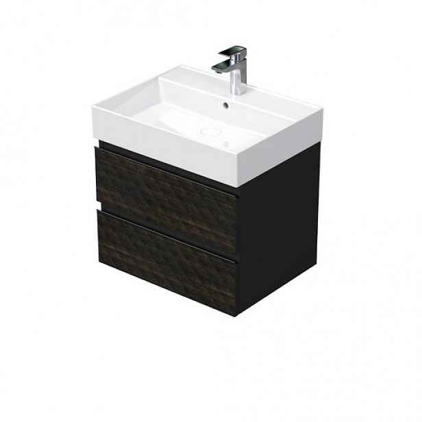 Koupelnová skříňka s umyvadlem SAT Cube Way 60x47,5x46 cm hnědá mat CUBE3D46602ZHSAT