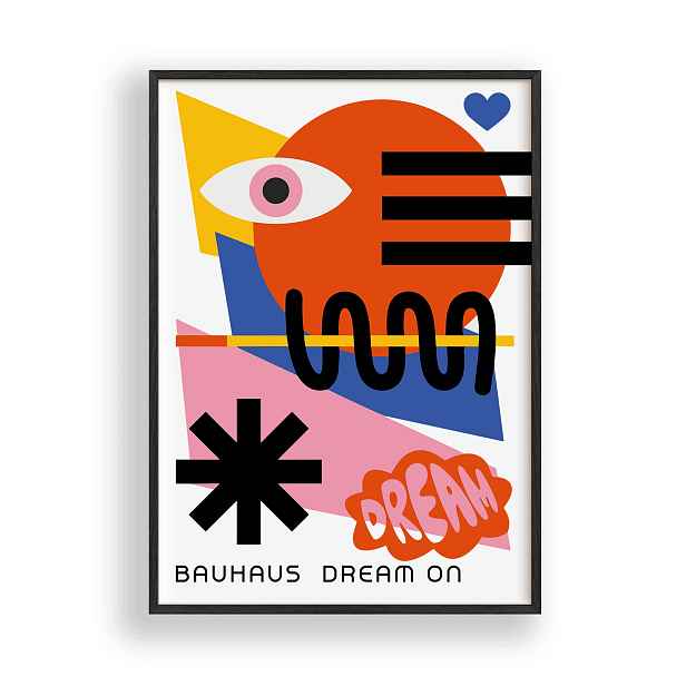Obraz Bauhaus Dream On Geometrický Plakát Rámeček Dřevěný Černý 30x42 cm