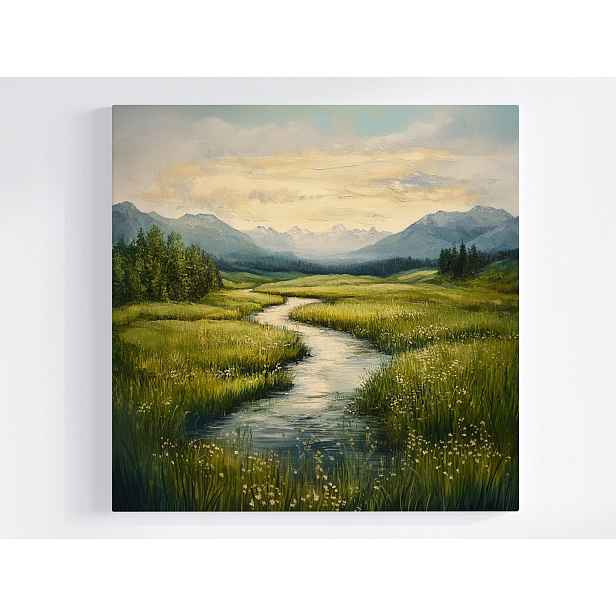 Obraz Na Plátně Canvas Krajina Louka Řeka Potok Zeleň 50x50