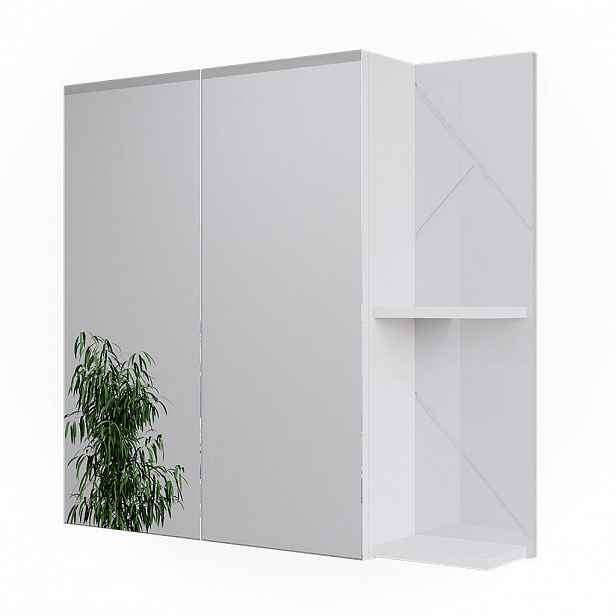 Vicco KOUPELNOVÁ SKŘÍŇKA SE ZRCADLEM Irma Bílá/bílý vysoký lesk 80 x 75 cm