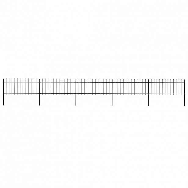 vidaXL Zahradní plot s kopím nahoře ocelový 838 x 80 cm černý