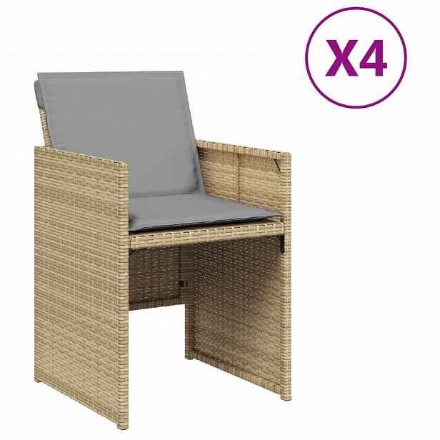 vidaXL Zahradní křesla s poduškami 4 ks smíšená béžová polyratan