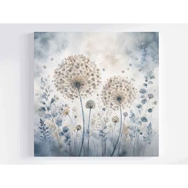 Obraz Na Plátně Canvas Akvarel Louka Květiny Česnek Eukalyptus Boho 50x50
