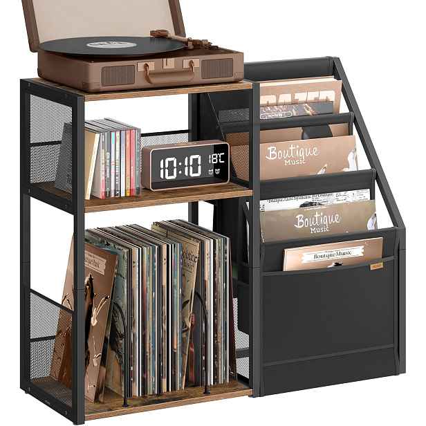 SONGMICS Odkládací stolek na gramofon Vasagle Garma 81 cm černý/hnědý