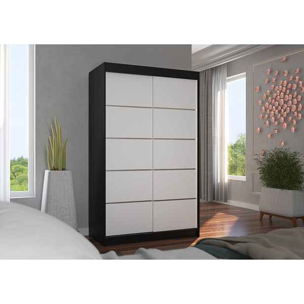 Úzká šatní skříň 120 cm JABRA - černá / bílá