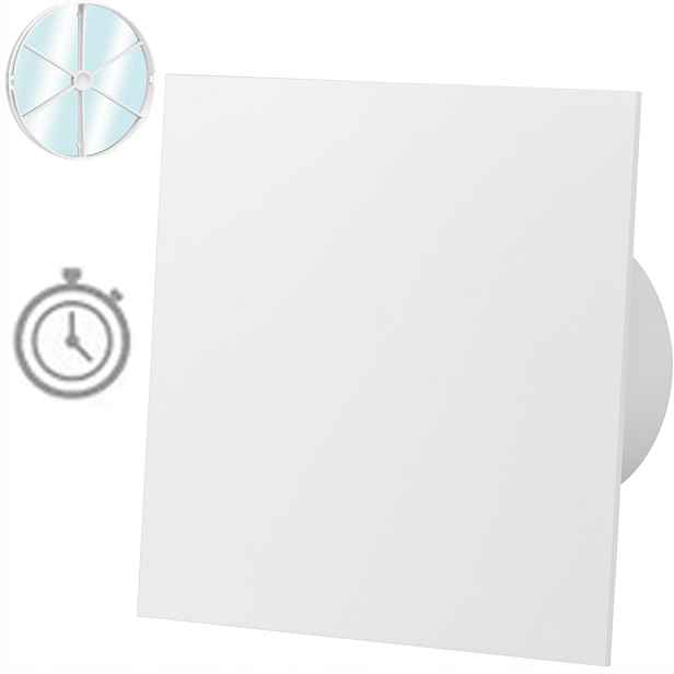Ventilátor Plexi Bílý Lesk Časový Spínač Časovač Zpětný Ventil Fi 125