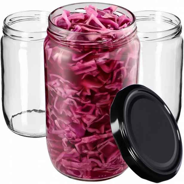 48x Zavařovací Sklenice 720ml Sklenice Na Okurky Med Víčko FI82