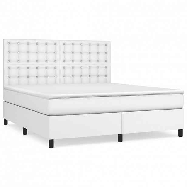 vidaXL Box spring postel s matrací bílá 160x200 cm umělá kůže