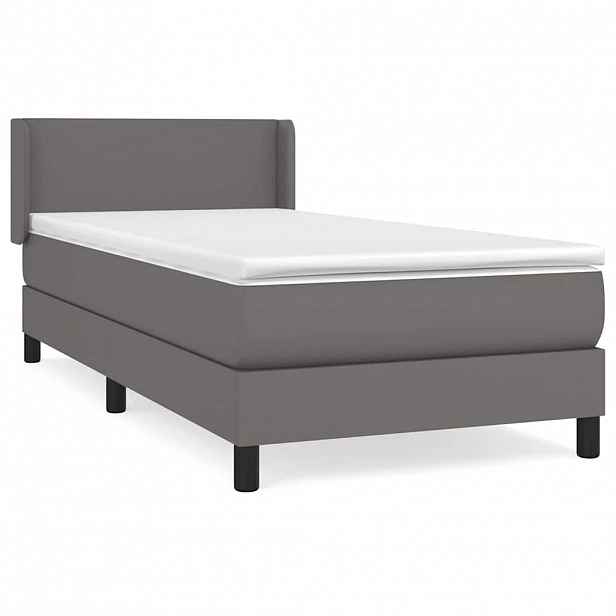 vidaXL Box spring postel s matrací šedá 90x200 cm umělá kůže
