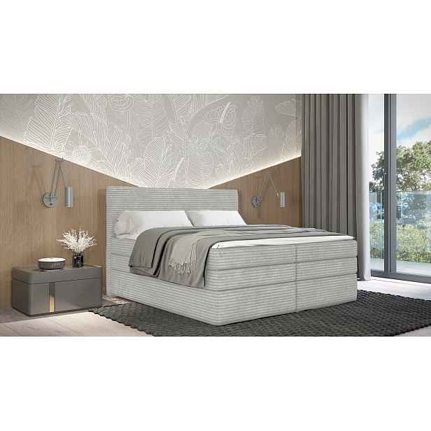 Americká postel 140x200 CALVIA 2 - světle šedá + topper ZDARMA