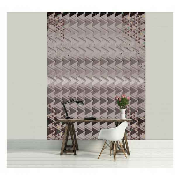 Tapeta Geometrické vintage trojúhelníky v odstínech šedé 206x275 lepidlo