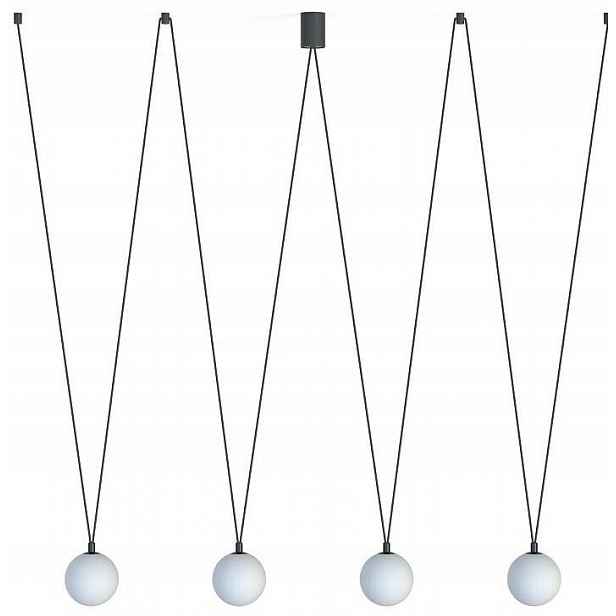 Závěsná lampa Sling Černá Bílá Skleněné Stínidla 4xG9 Stropní Svítidlo Pokoj