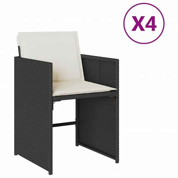 vidaXL Zahradní židle s poduškami 4 ks černé polyratan