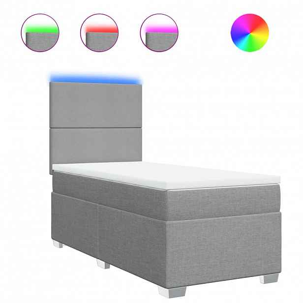 vidaXL Box spring postel s matrací světle šedá 90x190 cm textil