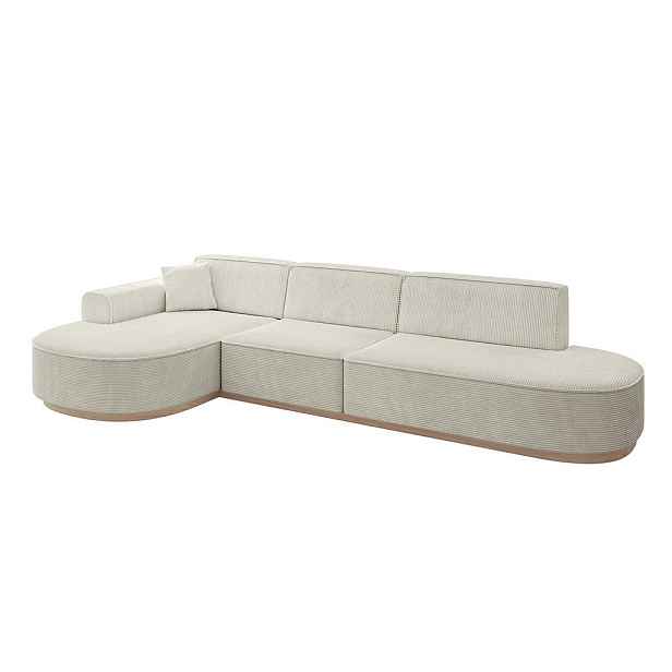 ALTDECOR ROHOVÁ SEDAČKA s otomanem, levá MARI-L2-v1 328x171x83 Krémová Manšestr