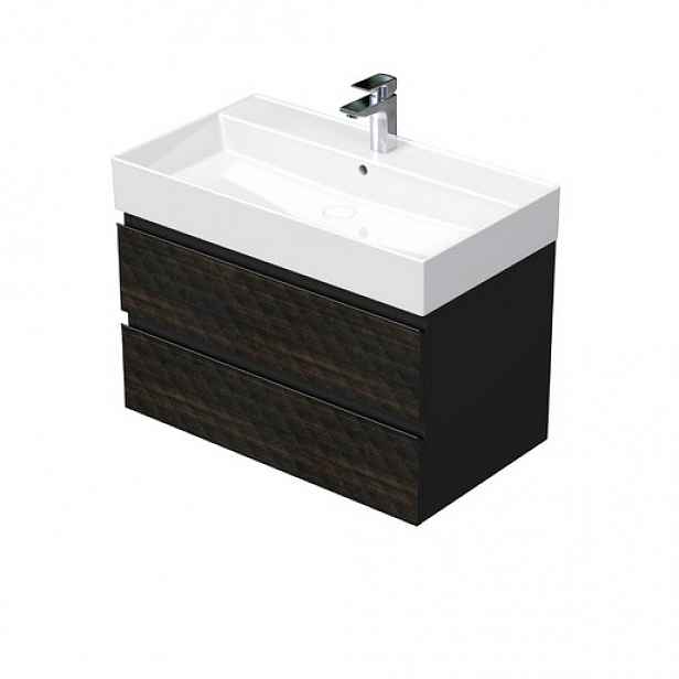 Koupelnová skříňka s umyvadlem SAT Cube Way 80x47,5x46 cm hnědá mat CUBE3D46802ZHSAT