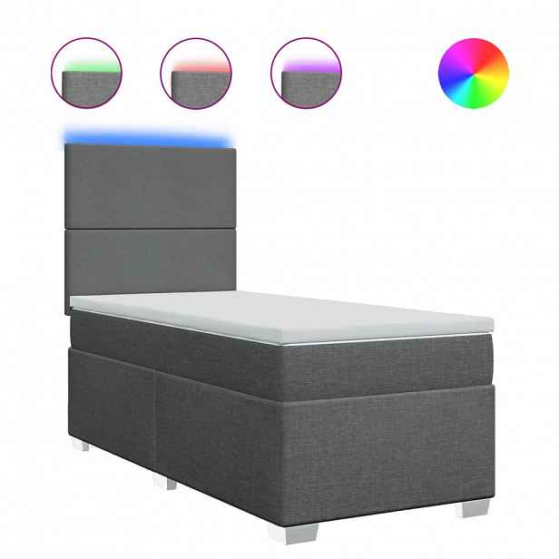 vidaXL Box spring postel s matrací tmavě šedá 90x190 cm textil