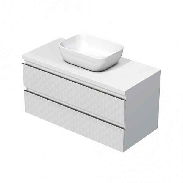 Koupelnová skříňka s krycí deskou SAT Cube Way 100x47,5x46 cm bílá mat CUBE3D461002ZBKD