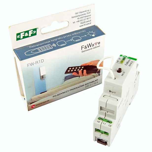 Rádiový bistabilní relé FW-R1D 16A Ac/dc kolejnice Th F&f