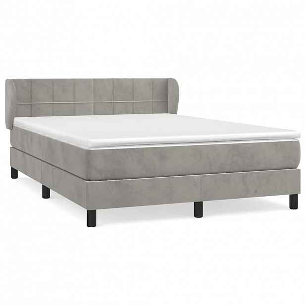 vidaXL Box spring postel s matrací světle šedá 140x190 cm samet