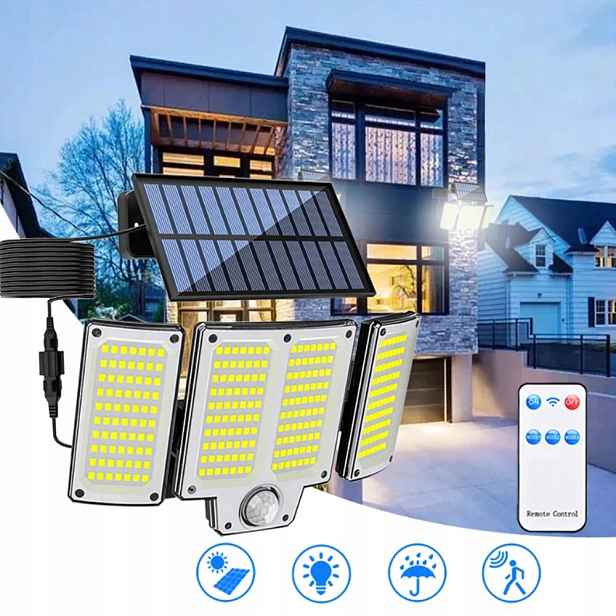 Solární Lampa Halogenový Senzor Pohybu Soumraku 280 Led Pro Zahradu Do Garáže